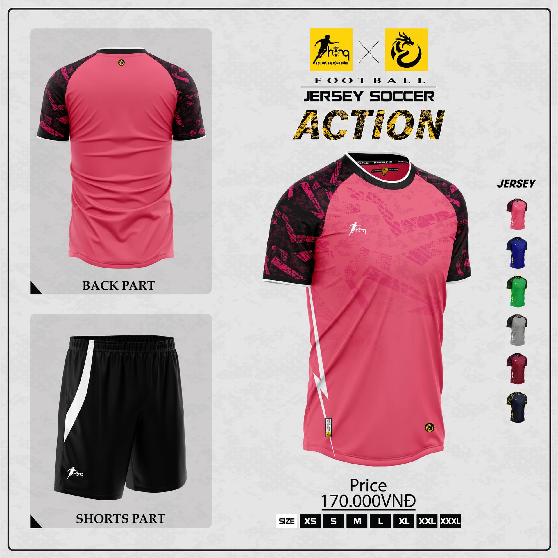 Quần áo bóng đá Action hồng