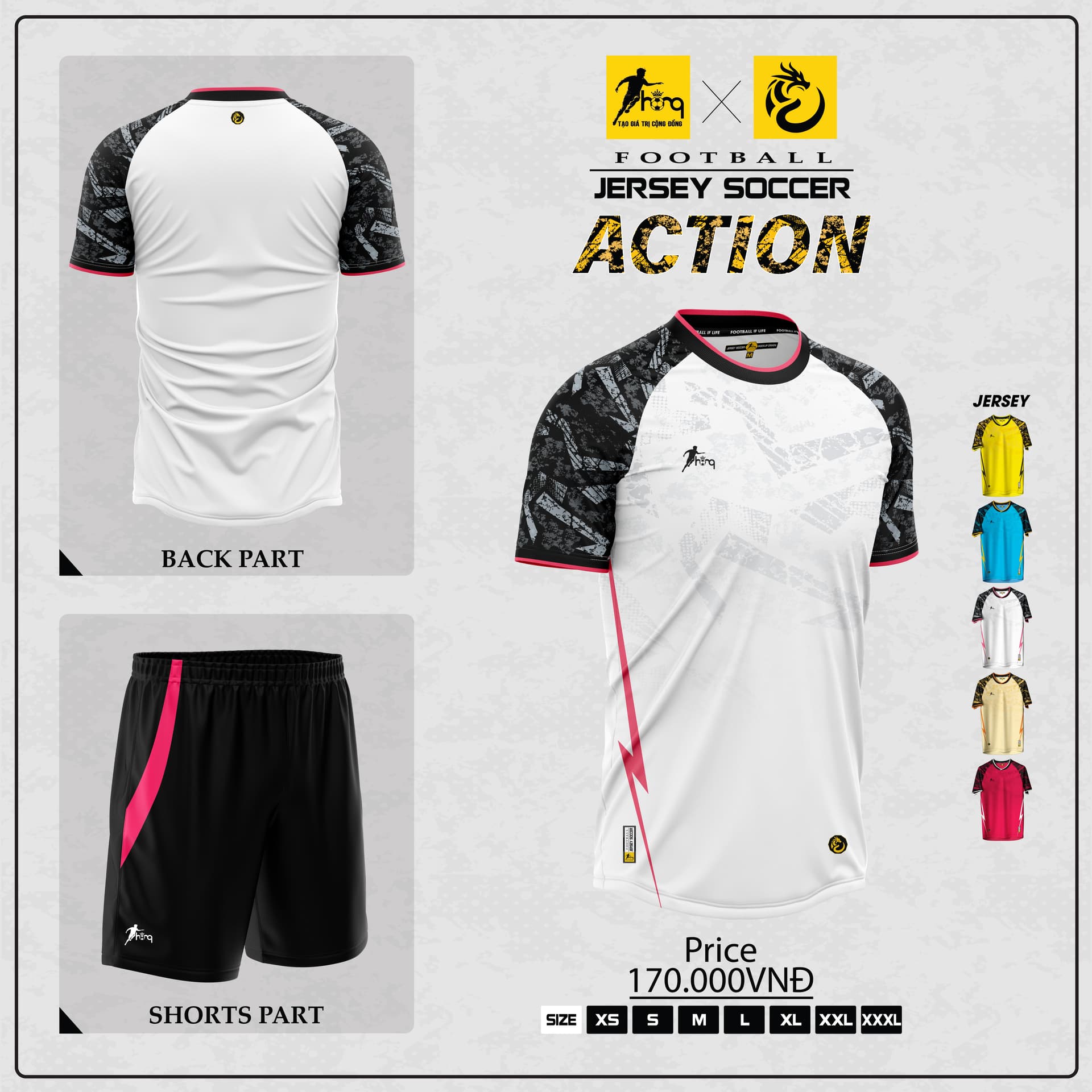Quần áo bóng đá Action trắng