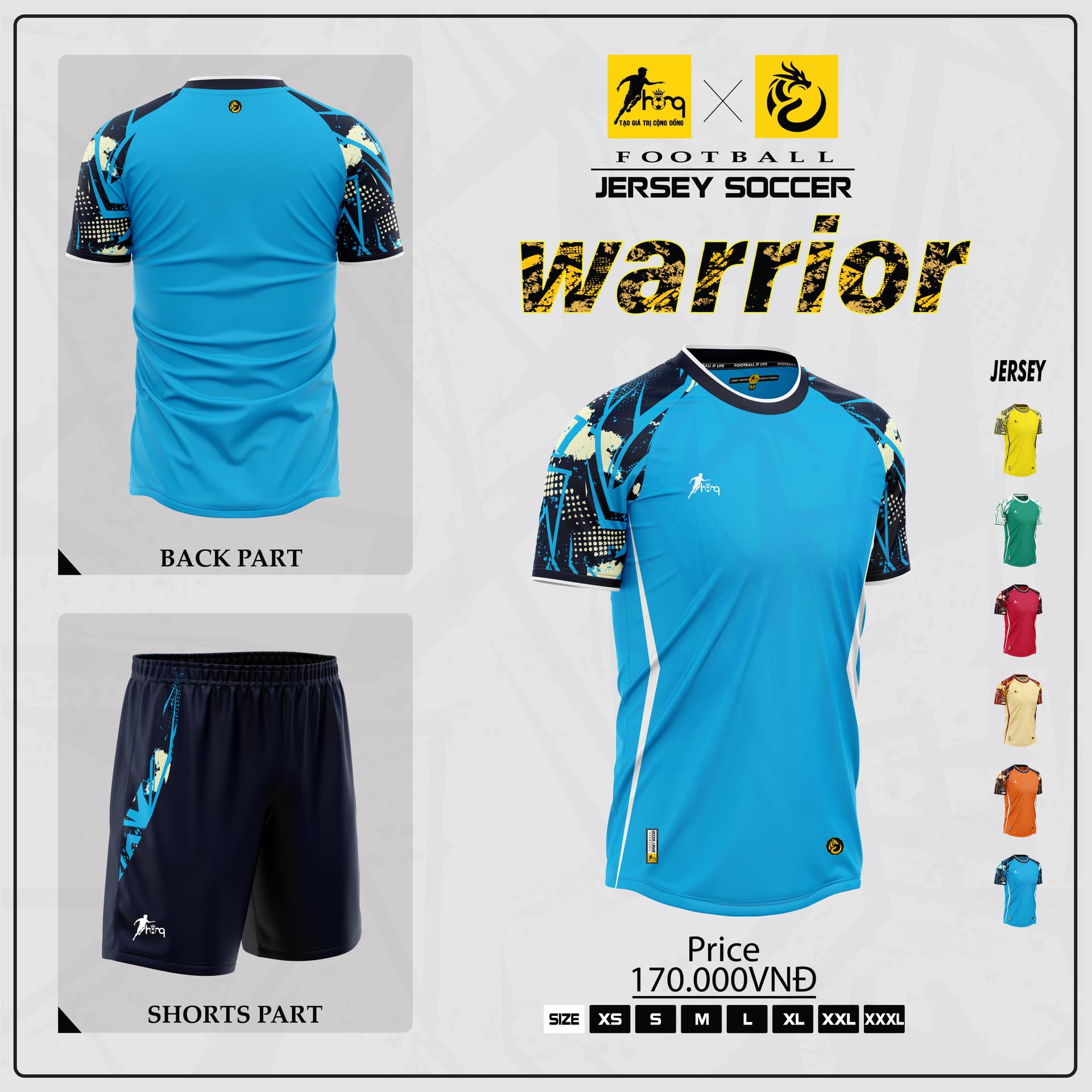 Quần áo bóng đá Warrior xanh dương