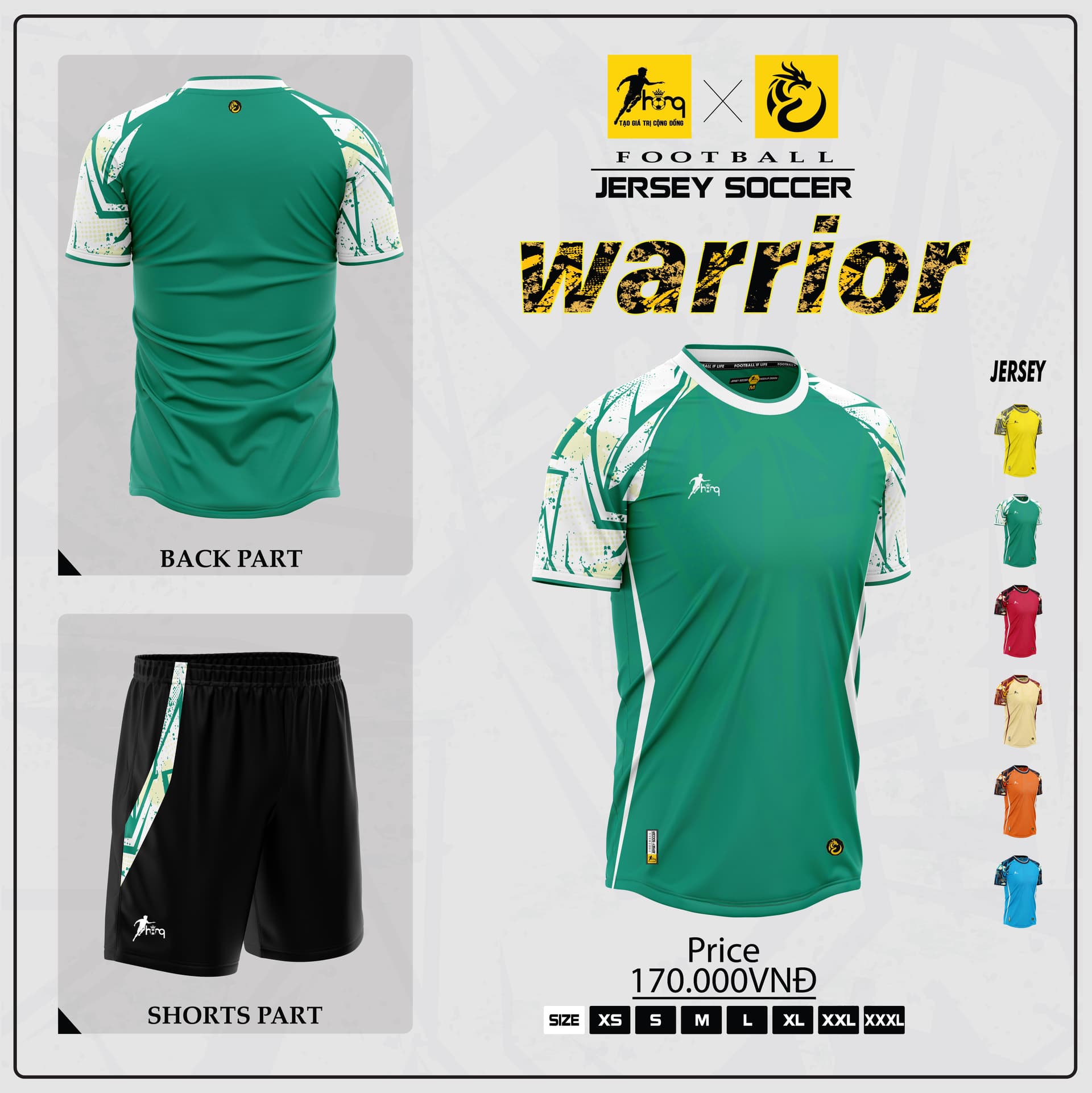 Quần áo bóng đá Warrior xanh ngọc